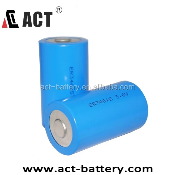 
Thionyl Chloride D Battery 3.6v 19000mAh Nominal Capacity ER34615 /ACT Brand Primary Battery 