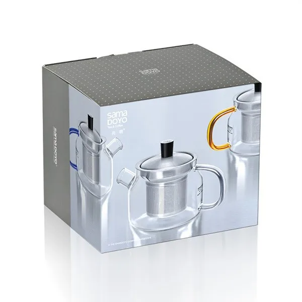 SAMADOYO Borosilicate Glass Tea Pot Clear Glass Teapot with Warmer with Metal Strainer Lid