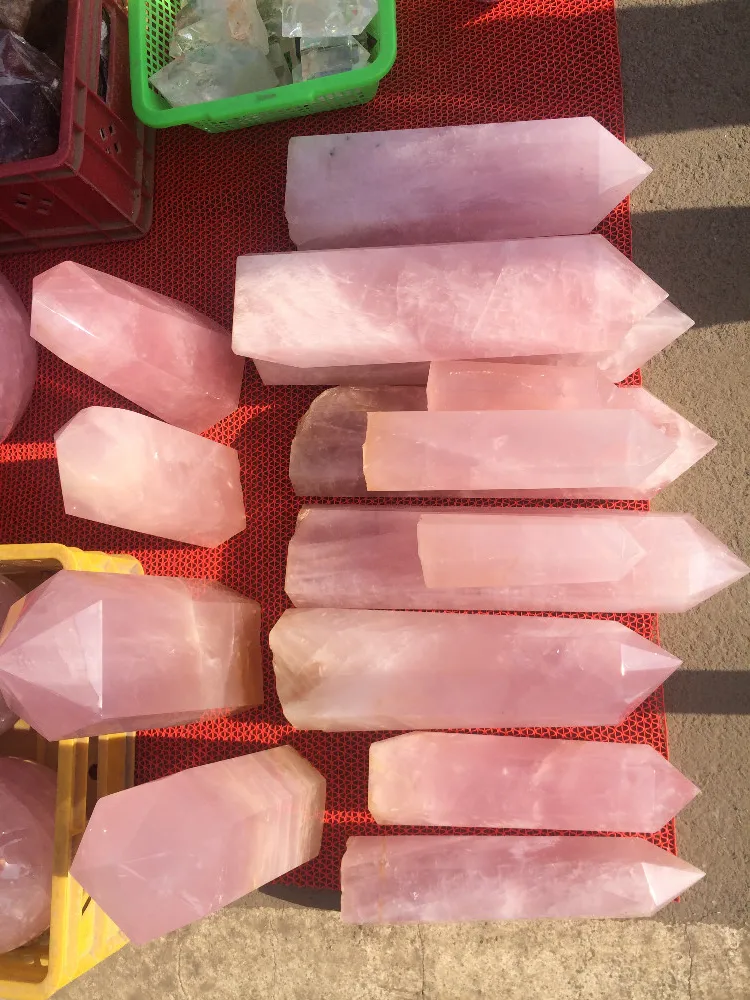 Wholesale Natural large Crystal Obelisk Top Quality Natural Rose Quartz Crystal big Wands Points