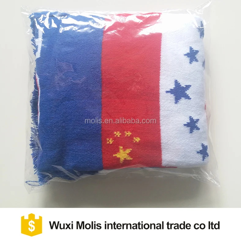 Small MOQ cheap custom knit soccer team scarves