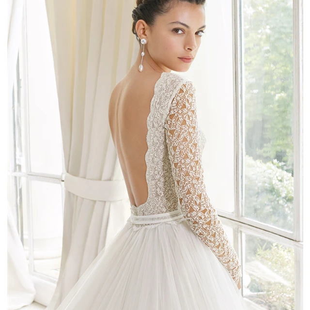 LUWEIYA Cheap fashion backless lace wedding gowns long sleeve wedding dresses istanbul