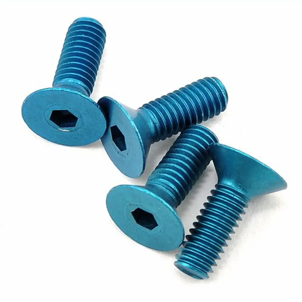 M2 M2.5 M3 M4 M5 M6 Colorful Anodized Oxide Aluminum DIN7991 Hexagon Socket Countersunk Head Screws