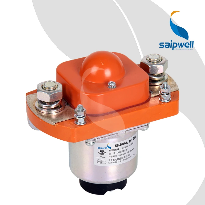 USA Standard High Quality DC Contactor Saip Saipwell SZJ400A DC24V 48V 72V China Factory 400A Electric DC Contactor