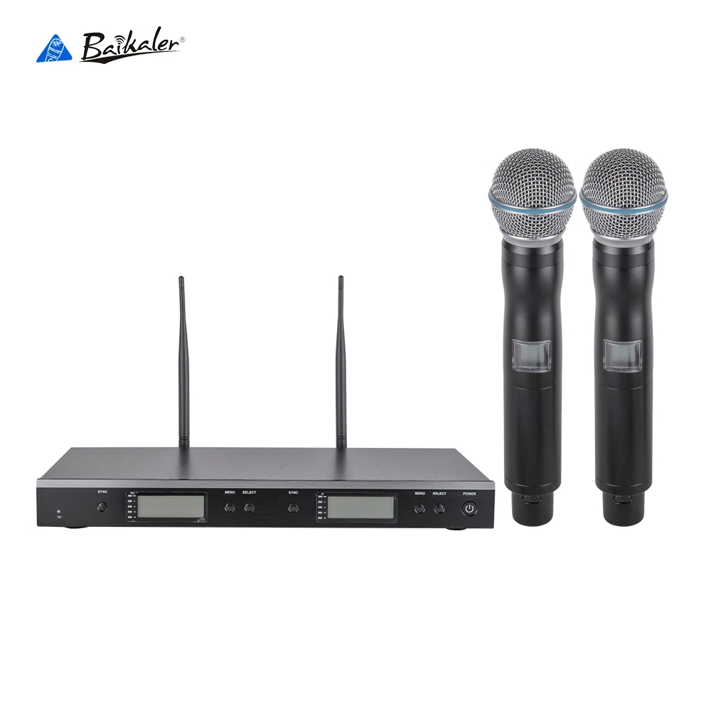 
Baikaler BK-421 Factory hot sell professional dual karaoke uhf wireless microphone 