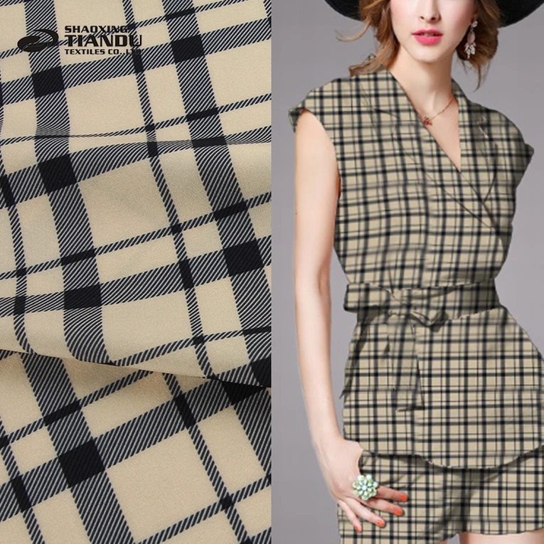 Free samples chiffon polyester spandex woven madras check print fabric for shirt