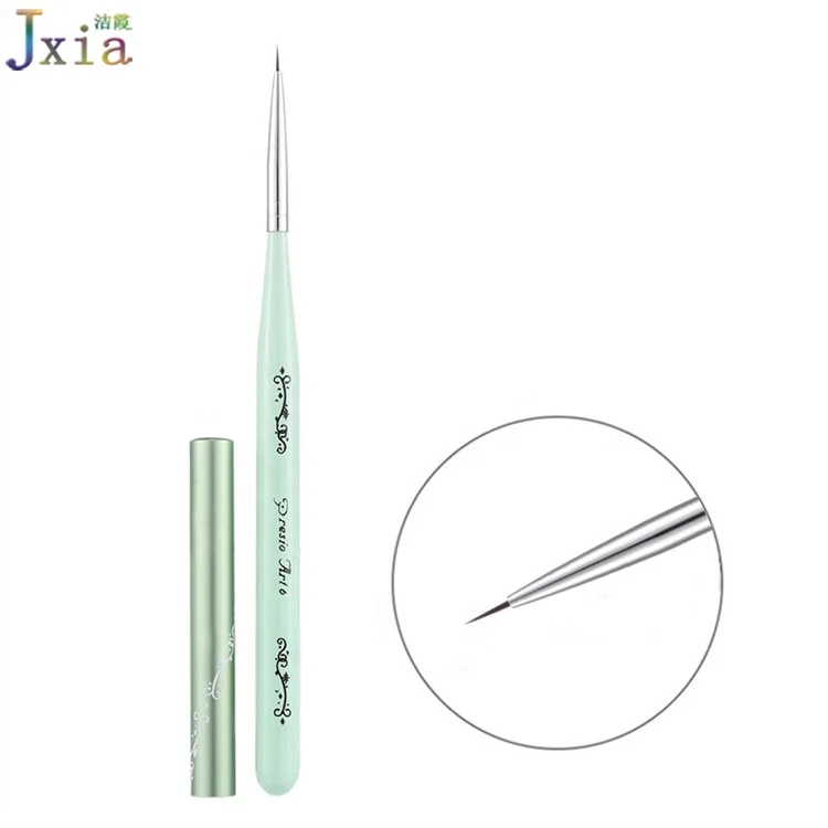 Jiexia OEM Nail Beauty Tools Supply Wood Handle  Liner Drawing Flat UV Gel Painting Brush for Nail Polish