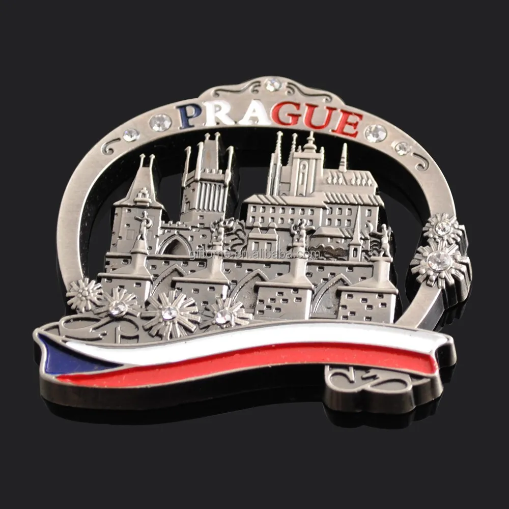 Antique Finished Metal Custom Prague Castle Souvenir Fridge Magnet for tourism Souvenir