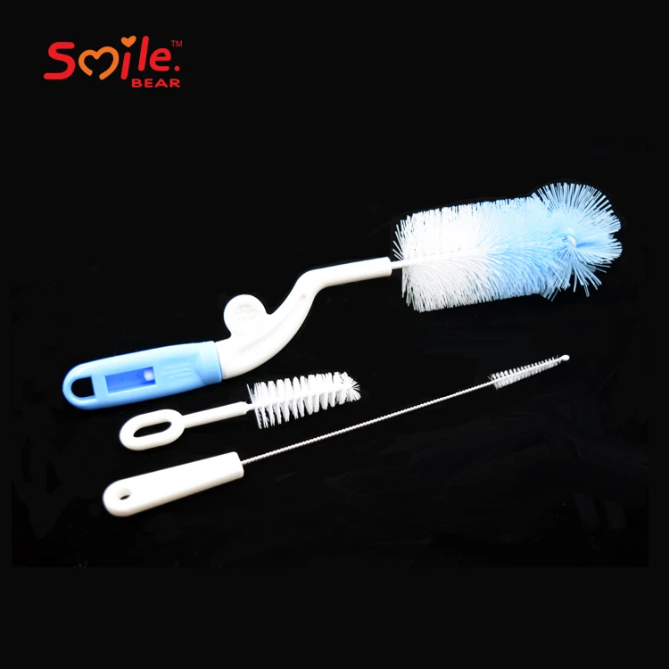 
Sample Free Rotating Nylon Plastic Baby Cleaning Bottle Nipple Brush Set 