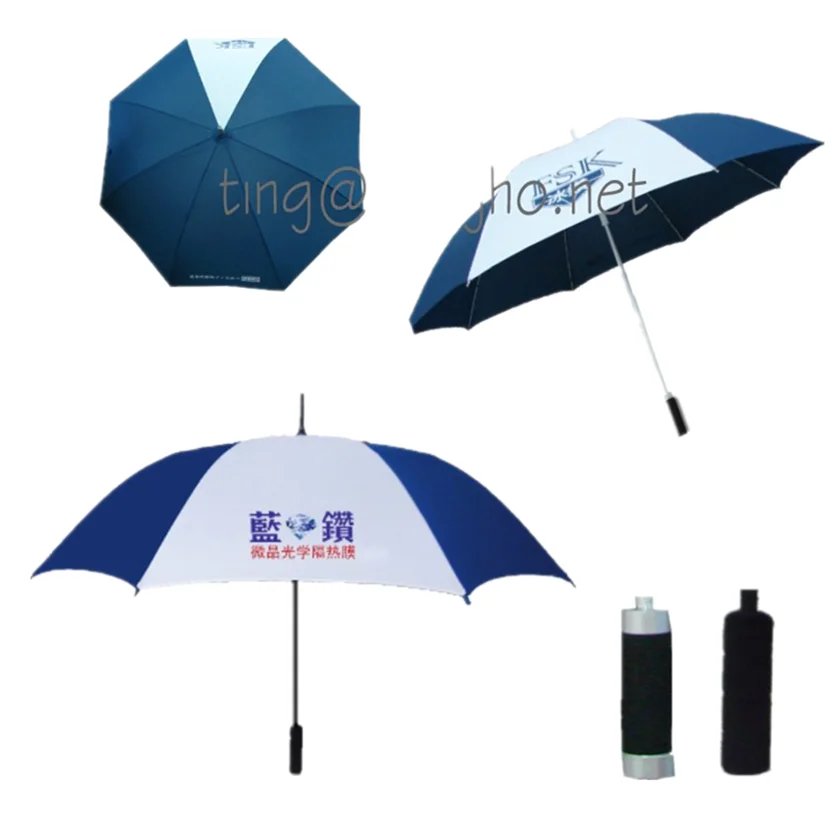 23 inches Cheap Windproof Blue and White Custom Logo Promotional Design Printing Straight Advertising Umbrella