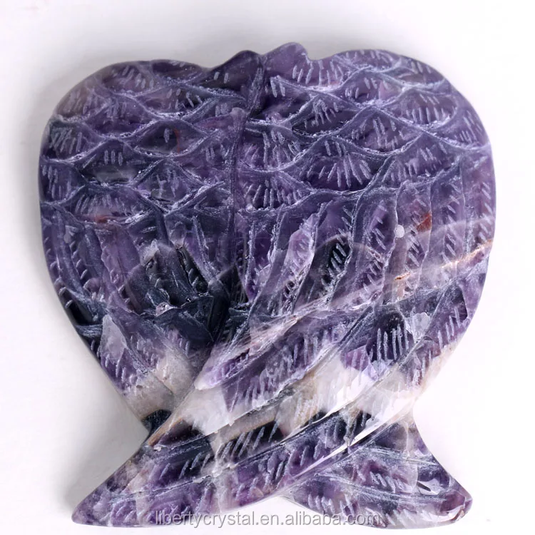 Резной Аметист Кристалл Крылья Ангела статуэтки шеврон кость