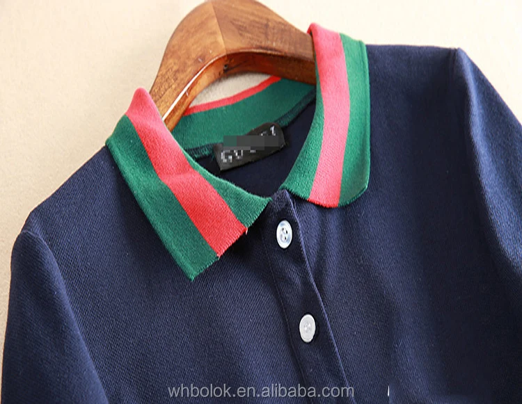 Custom Women dress plus size navy blue dress latest cotton polo pique cotton knitted dress