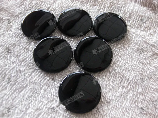 Natural black onyx round discs,smooth black onyx bead