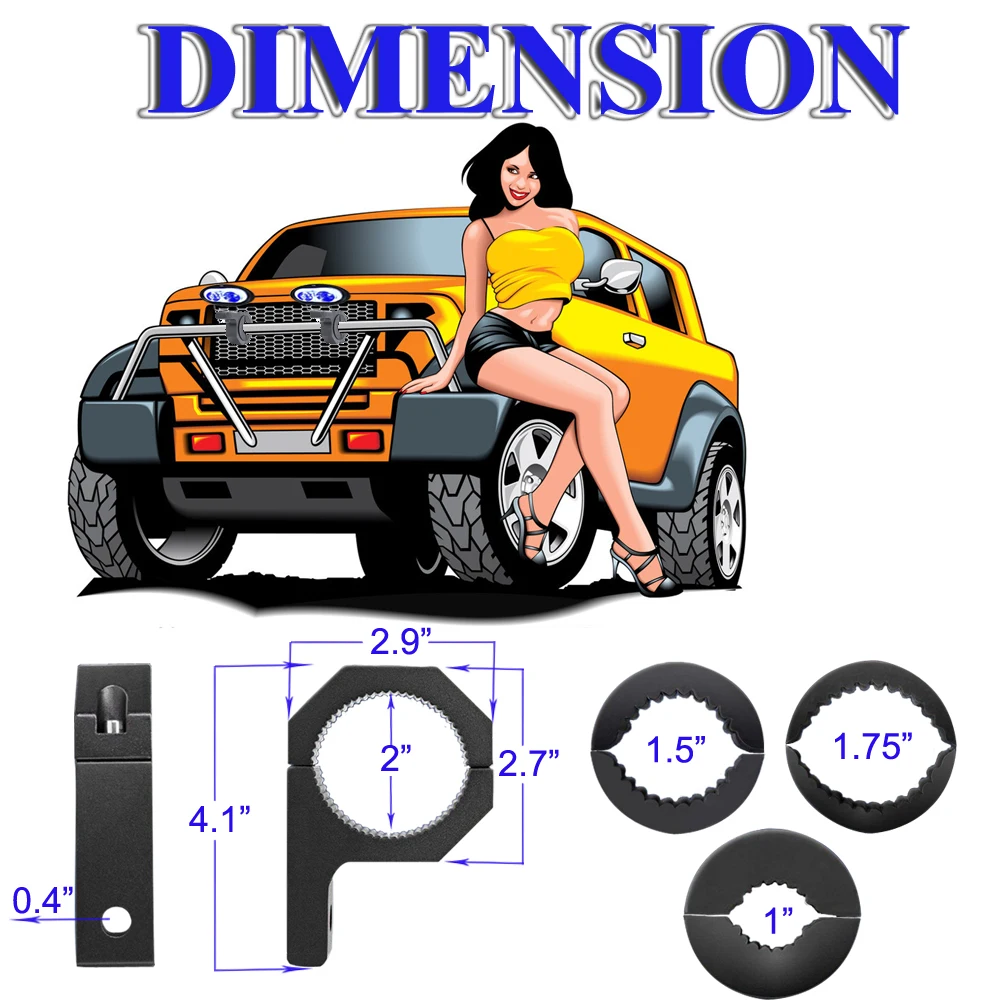 Bumper Tube Clamp Bar Roof Roll Mount Brackets Mounting Cage Holder Clip 2 sets