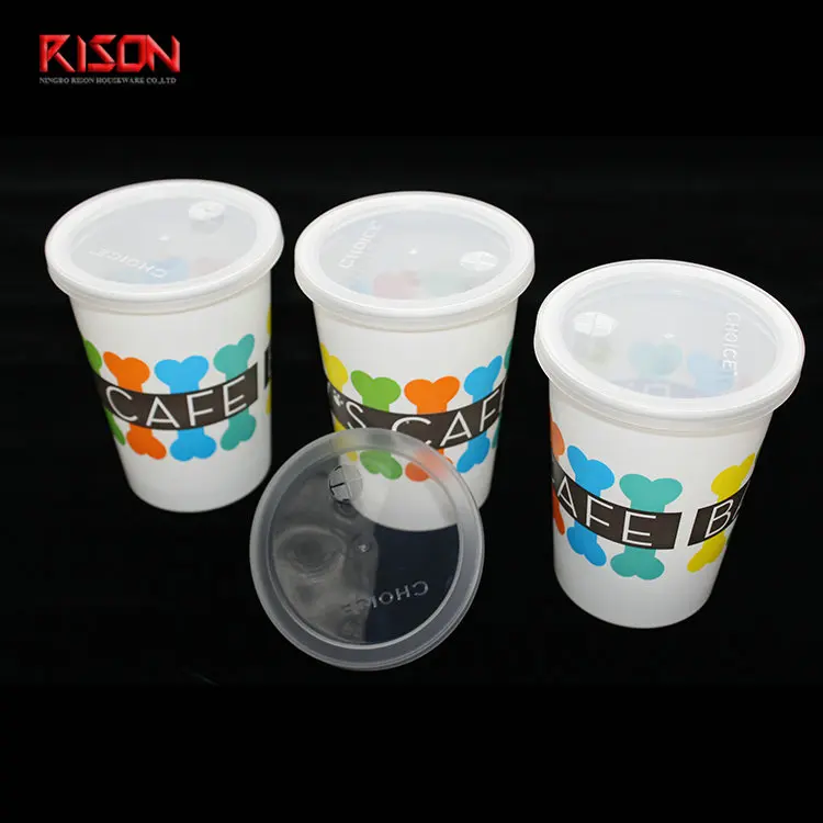 Customized printing 10 oz disposable clear PP plastic kids juice cup with lid straw leakage proof