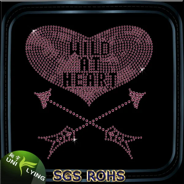 Розовый любовь сердца Rhinestone Проекты перевода