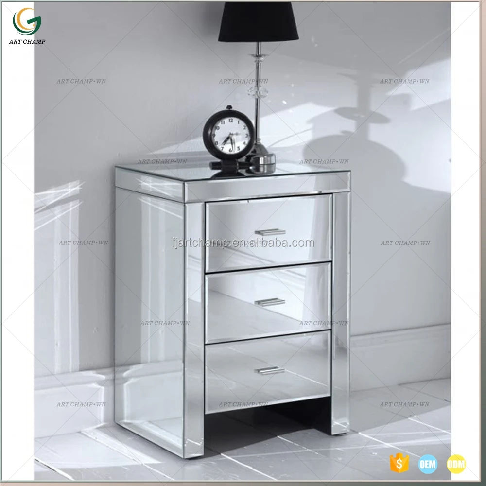 Французская мебель для спальни, антикварная Венецианская тумбочка с металлическим основанием, зеркальный прикроватный столик