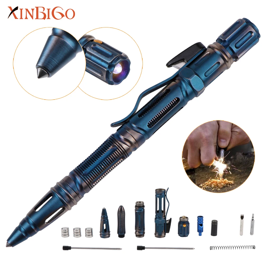 Patented multifunction tactical pen coating colorful titanium military self defense gear