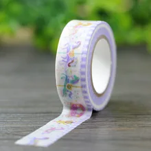 1Roll=15mm*10M Merry-go-round Carrousel Pattern Japanese Washi Decorative Adhesive Tape DIY Masking Paper Tape Label Sticker