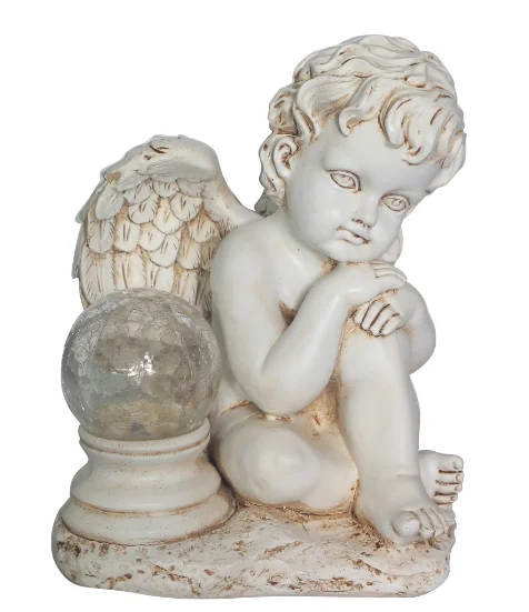 Solar Led Light Resin Angel Statue - Religious Garden Statue Remembrance Memorial Guardian Angel For Gift