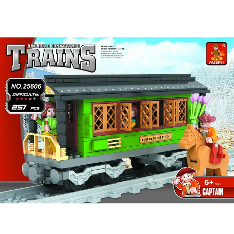 AUSINI 257pcs kids building things christmas train set toy block for 6 years old