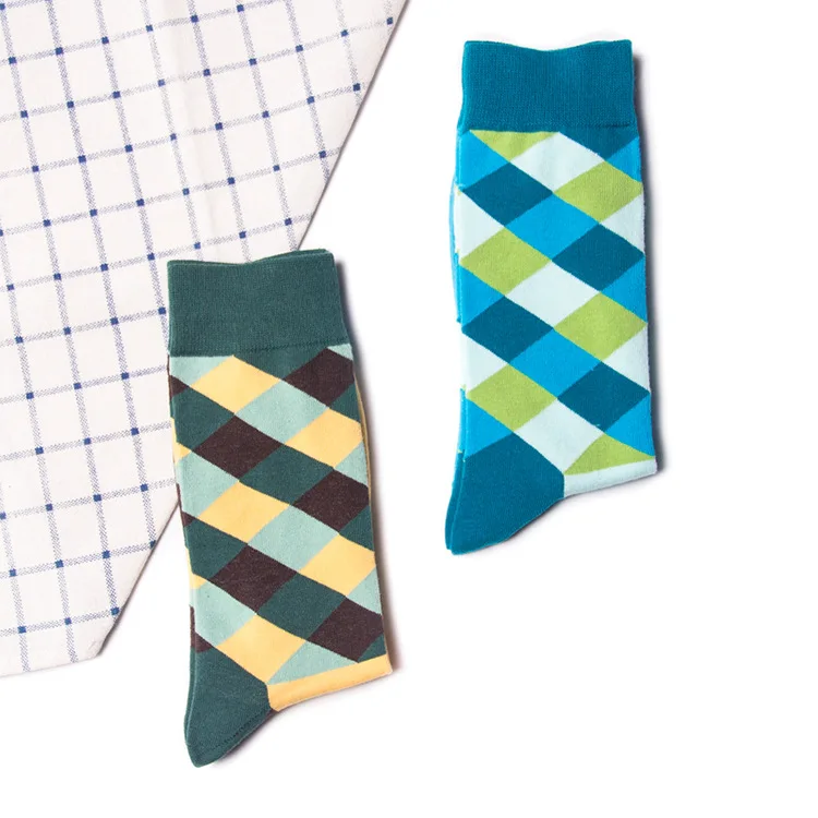 H- 017 ( Free Samples Stock Wholesale ) adults happy design colorful cotton crew dress socks wholesale man sock