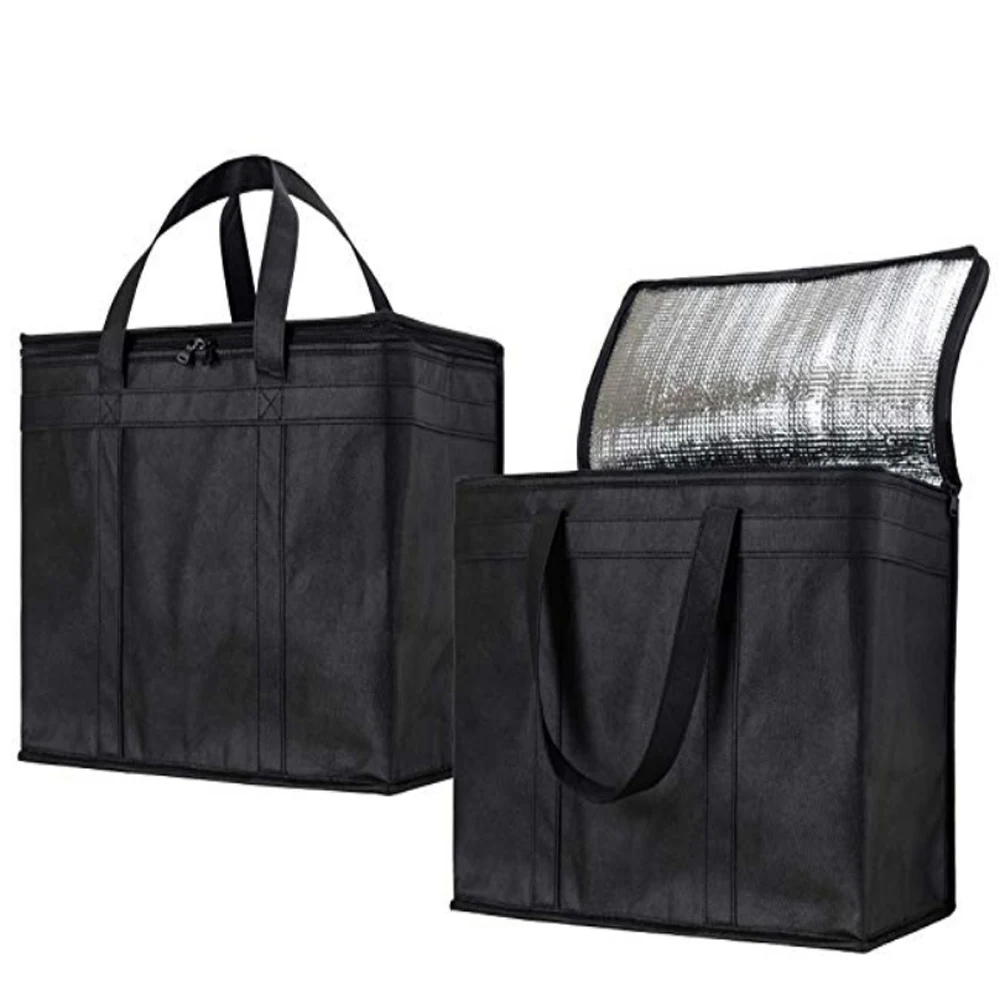 extra Large Insulated Shopping Grocery Bag zipper top aluminum foil Thermal Cooler Tote cold bag foldable