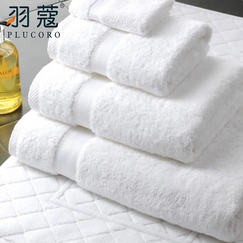 Hotel Towel Set White 21S 100%Cotton Hand Face Bath Hilton Hotel Towels Plain White