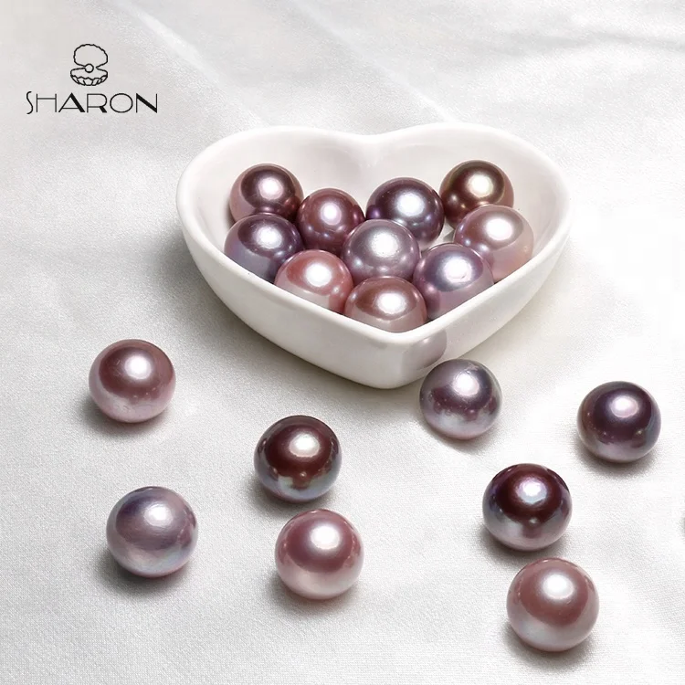 
For Real Pearl Necklace Making Sharon 15-16mm Huge Round Purple Natural Cultured Freshwater Loose Pearl Edison Pearls 