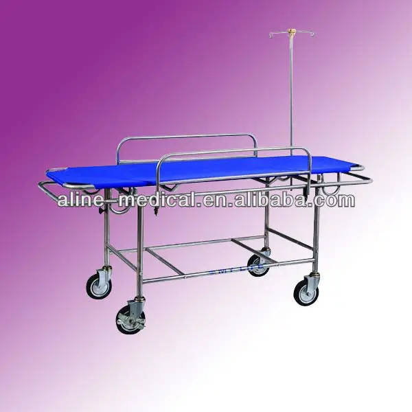 Folding medical stainless steel folding emergency trolleys bed for hospital