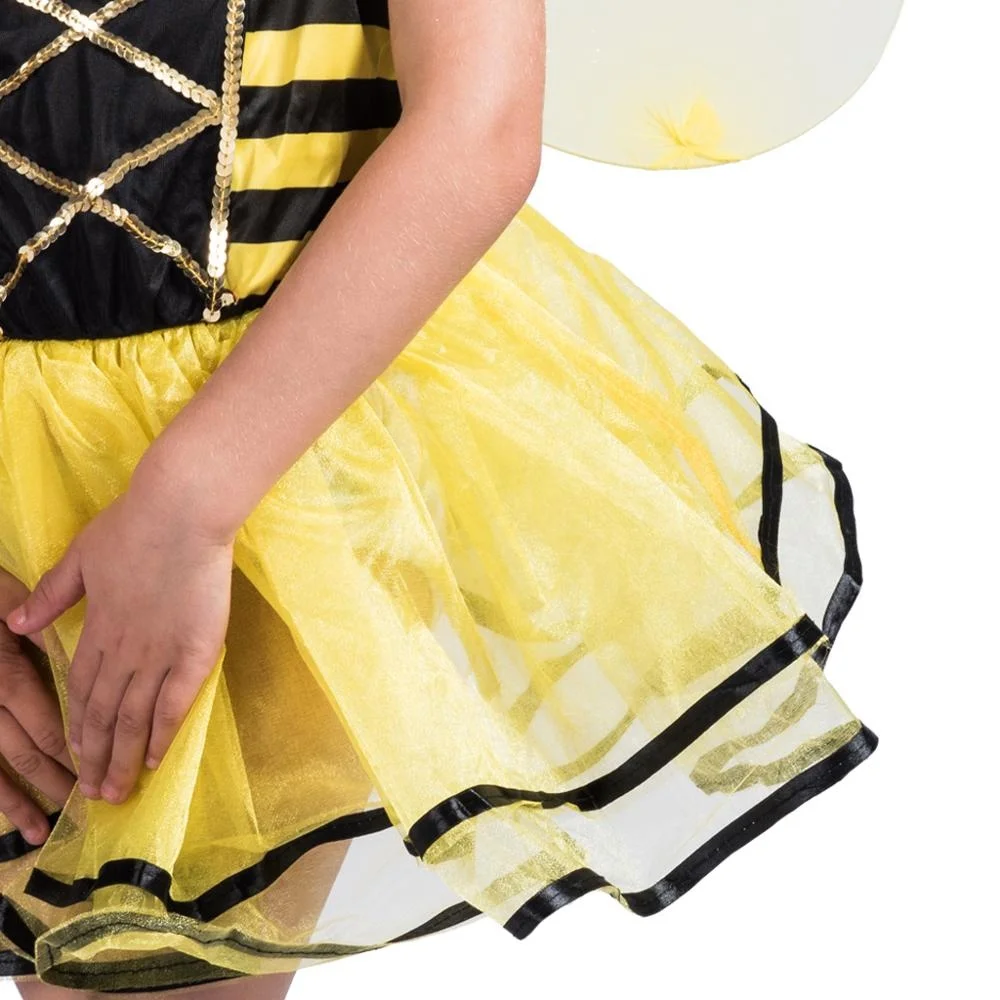 Drop shipping chidren Halloween carnival costume kids child Sweet Bee cosplay dress with headpiece wings girls