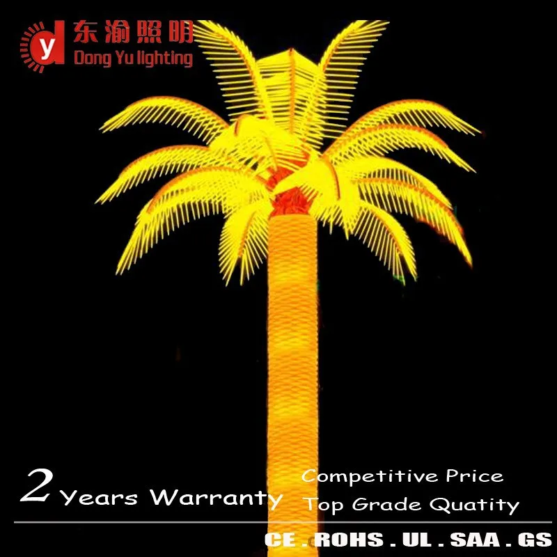 Yellow luminous led coconut palm tree light for outdoor decorations