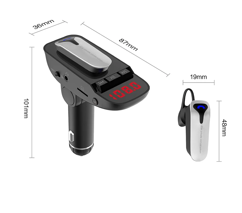 New Original   MP3 Player Car Kit ER9  Handsfree  Call  BT FM Transmitter  with Earphone
