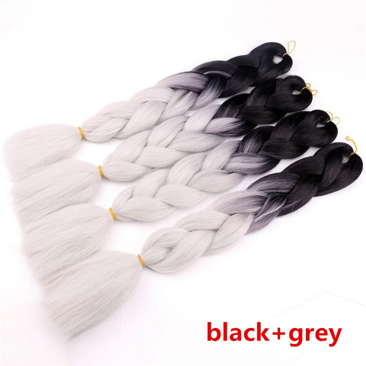 24inch black and grey jumbo braid hair