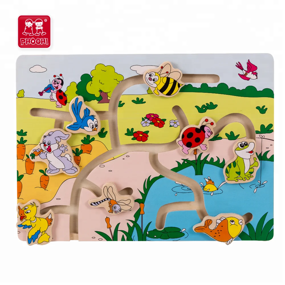 Дети раннего развития интеллекта игрушки деревянные животных лабиринт головоломки для малышей