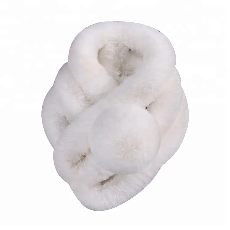
Hot sale winter warm mixed color with hair ball pom pom scarf women loop fashion three tubes faux fur hair scarf neckerchief 