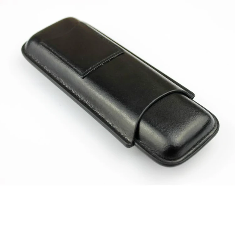 Custom 2-Finger PU Leather Cigar Case Humidor Travel Holder