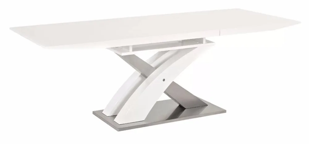 Modern white high gloss extendable dining table MDF wood dining room table