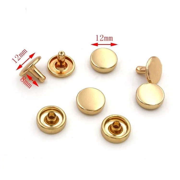 bag accessories flat head double layer metal rivet copper brass metal rivet For Handbag belt bag