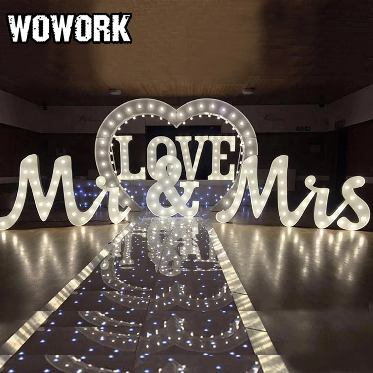 2025 WOWORK Giant Led Lighted White Metal Frame Heart Shaped Arches for Wedding Props