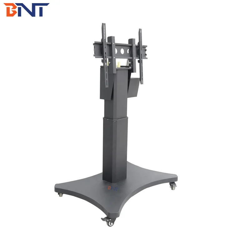 Height motorized adjustable cold rolled steel motorized swivel tv stand with wheels