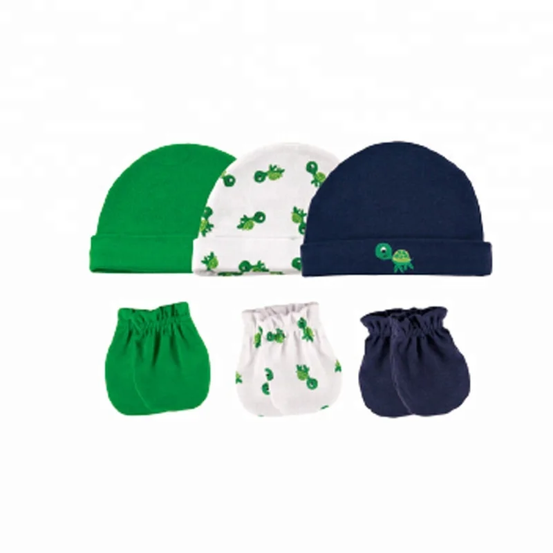 New Style Baby Boys&Girls Autumn 100% cotton Cute Cartoon 3pcs Knit Hats & 3pcs Mittens Set No.34560 baby clothes accessories