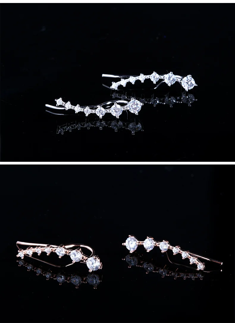 hot sale 2024 style fine silver jewellery clear cubic zircon sterling s925 silver tassel Fashion Korean Earrings For Women