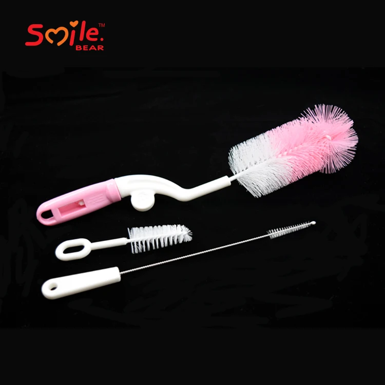 
Sample Free Rotating Nylon Plastic Baby Cleaning Bottle Nipple Brush Set 