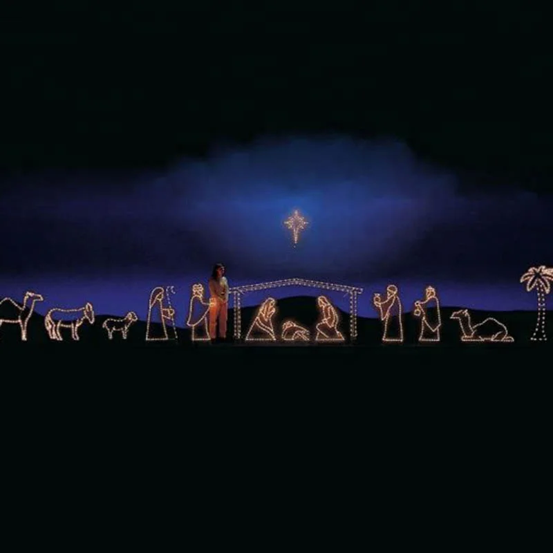 Уличные рождественские украшения светодиодная веревка подсветка наборы для коммерческого жилья рождественского двора