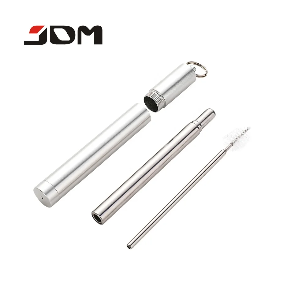 Stainless steel wholesale folding telescopic metal reusable drinking straw with customized logo