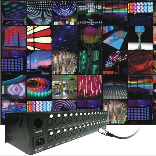 
16 Universe Node Interface Converter Box Rgb Led Controller Dmx Artnet 