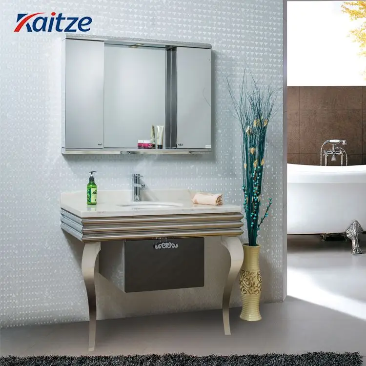 Integrated Bathroom Living Room Cabinet With Wash Basin Luxury Bathroom Stainless Steel Basin Ss Bathroom Cabinet With Mirror