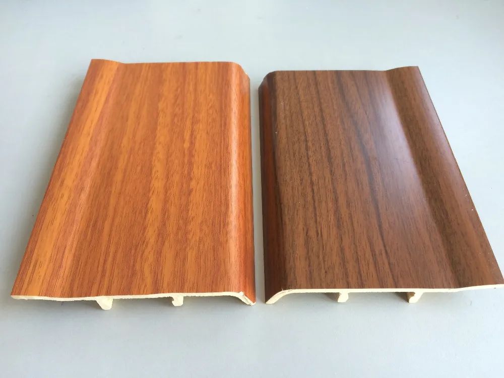 Factory price wood grain wpc skirting board, pvc composite baseboard skirting line