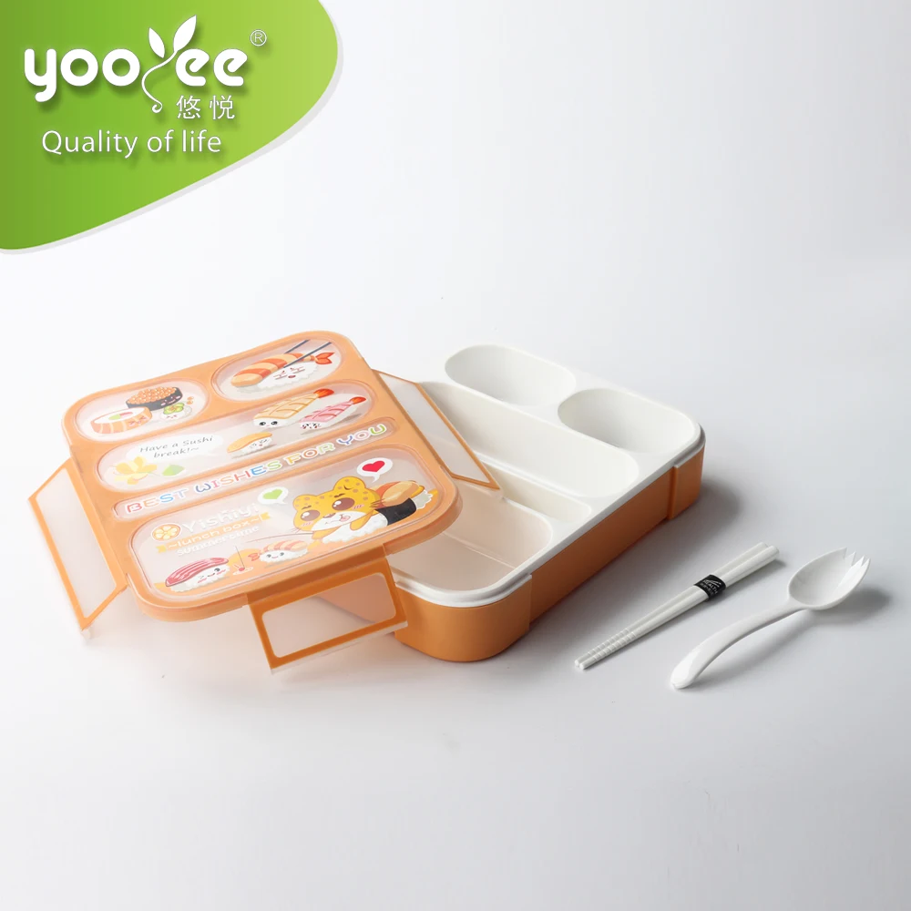 Eco-friendly Leakproof Bento Lunch Box 5 Compartments with Spoon Microwave Safe,BPA Free for Kids