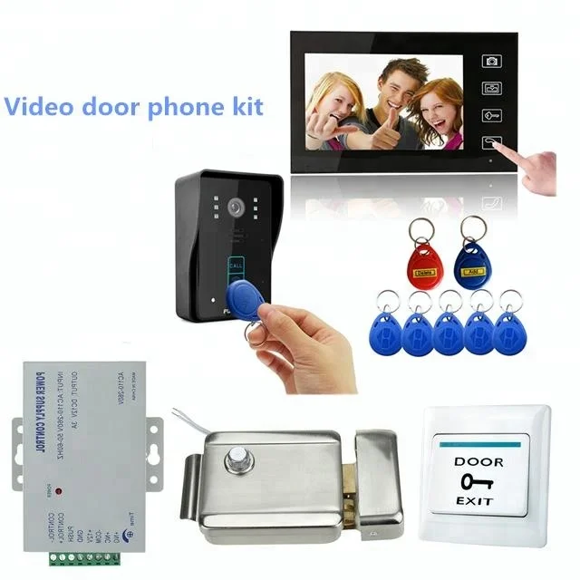 7 inch LCD display Apartment Video Intercom Door Phone Kit + Power supply E-Lock Whole sale